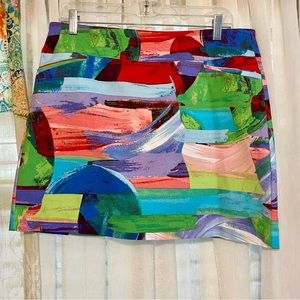 ATTYRE colorful patterned mini skirt skort. Size 12. NWOT